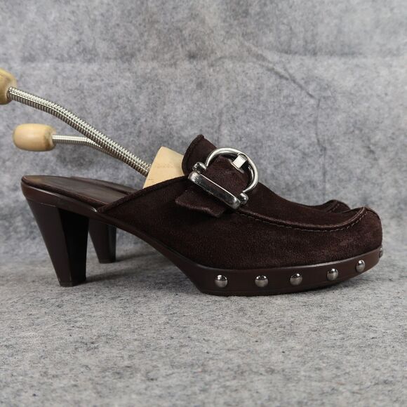 Stuart Weitzman Shoes Womens 8.5 Mule Heel Fashion Studs Buckle Leather Classic - Picture 2 of 16